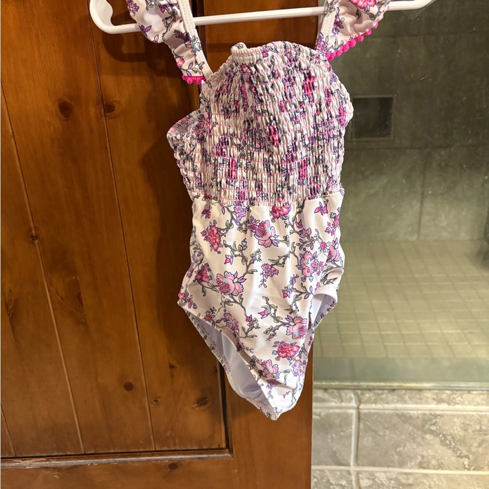 Pink and White Floral One-Piece Swimsuit